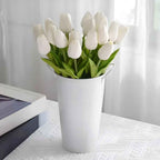 PU Real Touch White Tulips Artificial Flowers Lifelike Faux Tulip for Home Decor