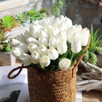 PU Real Touch White Tulips Artificial Flowers Lifelike Faux Tulip for Home Decor