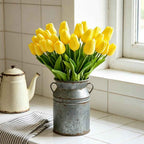 PU Real Touch Yellow Tulips Artificial Flowers Lifelike Faux Tulip for Home Decor