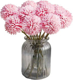 Silk Ball Chrysanthemum Fuchsia Artificial Flowers 10pcs Faux Pom pom Mums for Home Decor