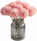 Silk Ball Chrysanthemum Pink Artificial Flowers 10pcs Faux Pom pom Mums for Home Decor