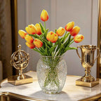 PU Real Touch Orange Tulips Artificial Flowers Lifelike Faux Tulip for Home Decor