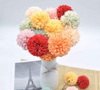 Silk Ball Chrysanthemum Orange Artificial Flowers 10pcs Faux Pom pom Mums for Home Decor
