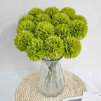 Silk Ball Chrysanthemum Green Artificial Flowers 10pcs Faux Pom pom Mums for Home Decor