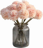 Silk Ball Chrysanthemum Champagne Artificial Flowers 10pcs Faux Pom pom Mums for Home Decor