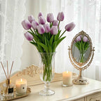 PU Real Touch Purple Tulips Artificial Flowers Lifelike Faux Tulip for Home Decor