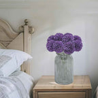 Silk Ball Chrysanthemum Purple Artificial Flowers 10pcs Faux Pom pom Mums for Home Decor