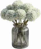 Silk Ball Chrysanthemum Light Green Artificial Flowers 10pcs Faux Pom pom Mums for Home Decor