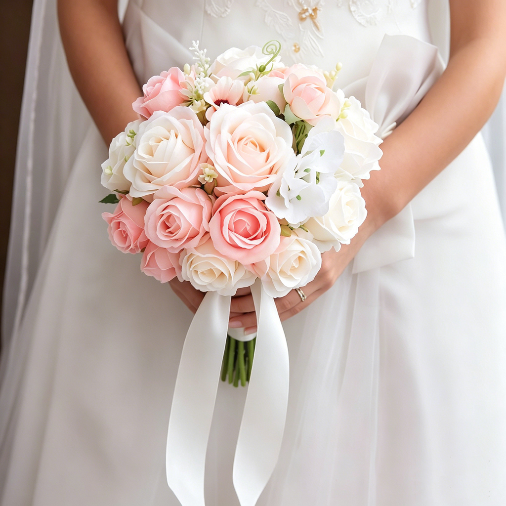 Silk Rose Bouquet 12pcs Champagne Artificial Roses Faux Flowers for Home Decor & Wedding