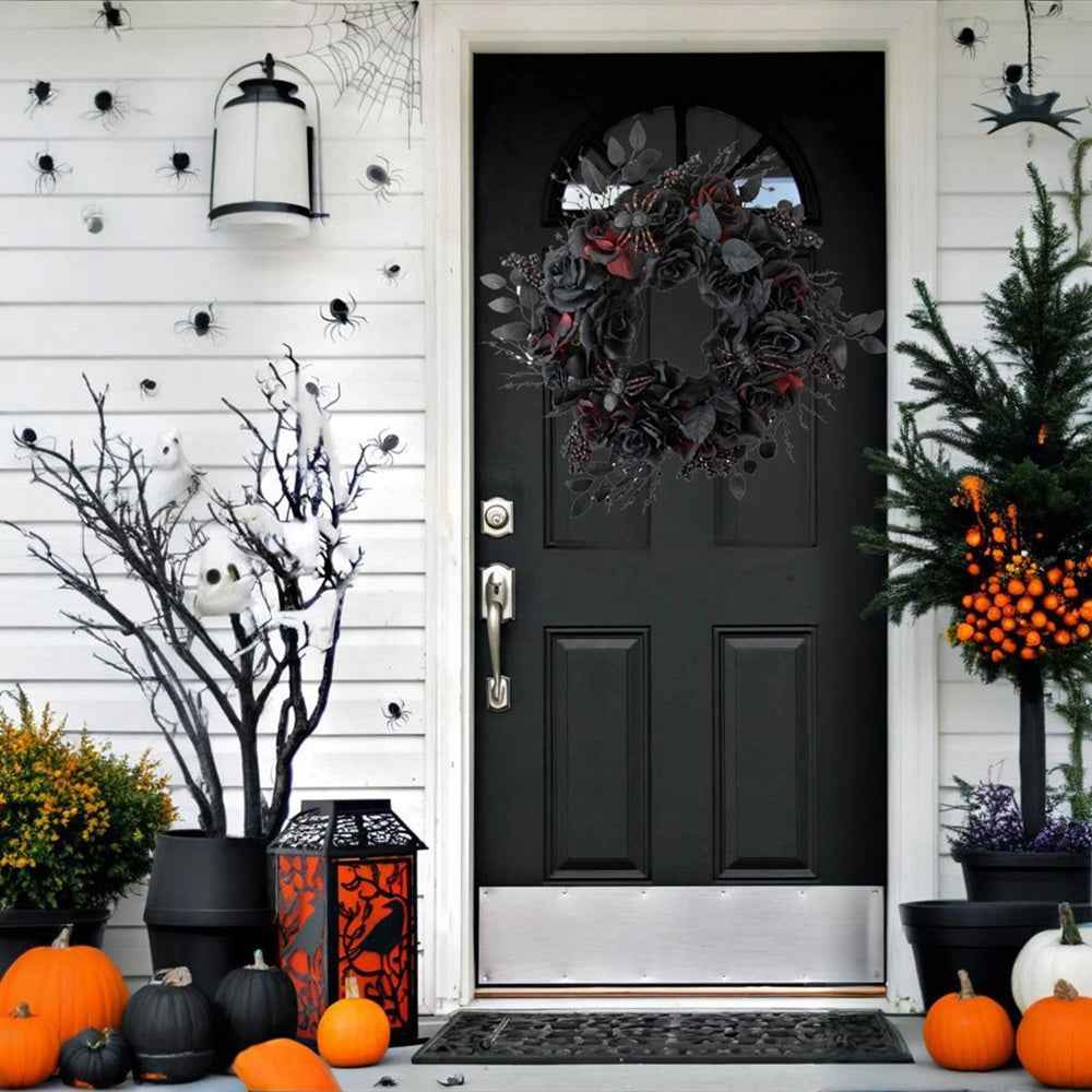12PCS Black Velvet Rose Realistic Artificial Flowers Faux Roses for Wedding & Home Decor