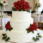Silk Rose Bouquet 12pcs Red Artificial Roses Faux Flowers for Home Decor & Wedding
