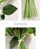 Silk Rose Bouquet 12pcs Champagne Artificial Roses Faux Flowers for Home Decor & Wedding