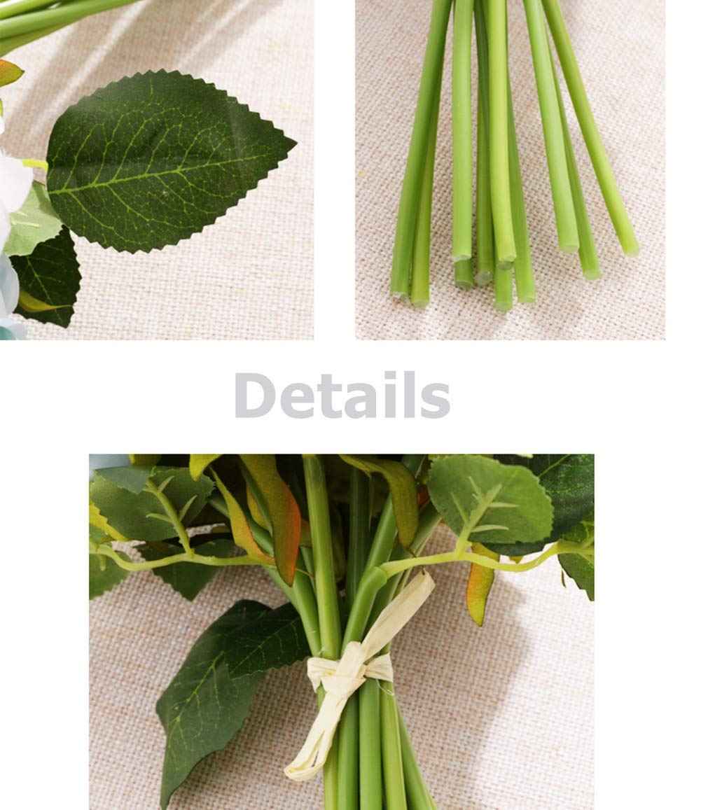 Silk Rose Bouquet 12pcs Blue Artificial Roses Faux Flowers for Home Decor & Wedding